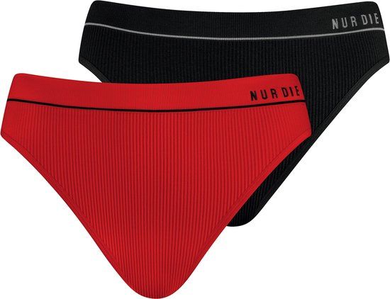 NUR DIE Slip Retro - 2-pack - rood/zwart - maat M