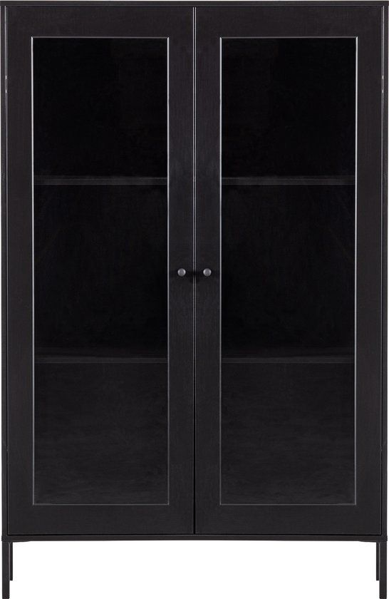 WOOOD Xam Vitrinekast - Grenen - Zwart - 155x100x40