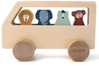 Trixie Houten Speelgoed - Bus met dieren - Speelgoedauto - Auto voor 4 passagiers - Vanaf 1,5 jaar - Voor Jongens en Meisjes - FSC