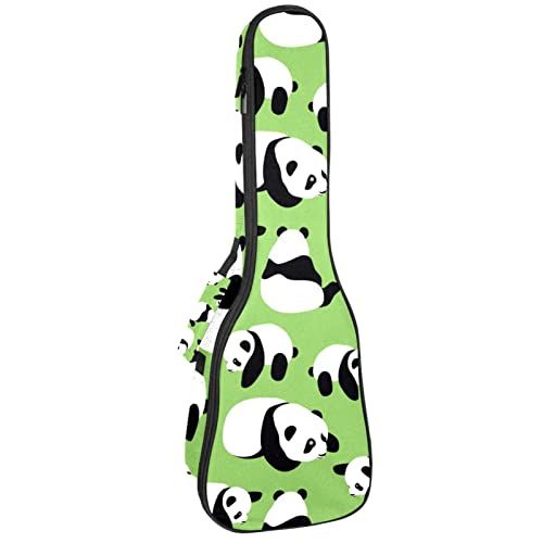 Mersov Tenor Ukulele Gigbag Waterdichte Ukelele Case Gewatteerde Rugzak, Geweldig voor Sopraan Concert (21/23/24") Leuke Panda's op groene achtergrond