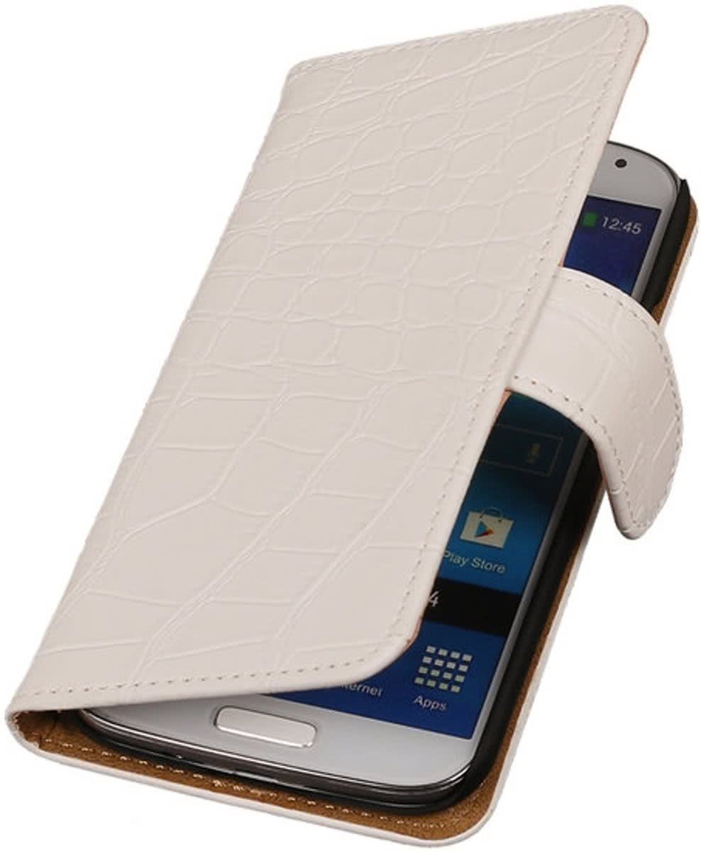 Best Cases .nl Wit Krokodil booktype wallet cover hoesje voor Samsung Galaxy S4 Active I9295