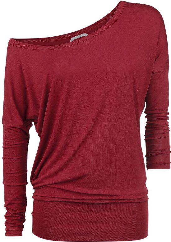 R.E.D. by EMP R.E.D. Rock-Engineered Design Rood basic shirt met lange mouwen - Dames - 3XL
