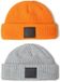 Minoti geribbelde muts jongens 2-pack - oranje en grijs met merkpatch