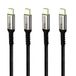 Waytex 4 stuks USB C 3.2 kabel snel opladen 100 W 5 A - 2 kabels 1 m + 2 m kabel - zwart gevlochten nylon, USB type C naar USB C gegevens 10 Gbps voor smartphone tablet laptop
