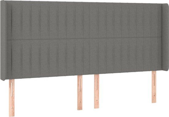 vidaXL Hoofdbord met randen 163x16x118/128 cm stof donkergrijs