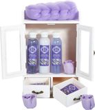 BRUBAKER Cosmetics - 10-delige Bad- en Verzorgingsset - Lavendel - in een Vintage Houten Kastje Wit