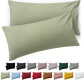 Blumtal Kussensloop Microvezel Kussenhoes 50 x 80 cm - Licht Olijfgroen - Set van 2
