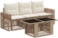 vidaXL Tuinbank - Set - 4 - st - Beige - en - Crème - Wit - poly - rattan