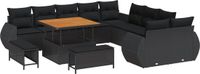 vidaXL Tuinbank Set 13-delig Zwart Polyrattan