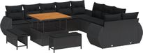 vidaXL Banc de jardin 13 pièces noir polyrattan