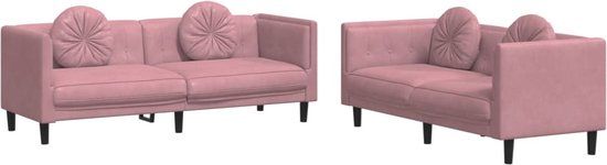 vidaXL 2-delige Loungeset met kussens fluweel roze