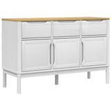 VidaXL Dressoir FLORO, wit, 114x43x74 cm, massief grenenhout