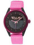 Vibrerende TOUS Op zonne-energie werkend polshorloge, duurzaam, zwart, Fuchsia, Armband