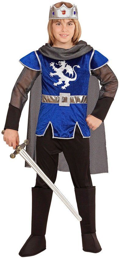 Widmann Middeleeuwse & Renaissance Strijders Kostuum King Arthur Blue Steel Blauw Jongen Maat 158