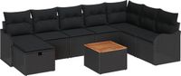 vidaXL Tuinbank - Set - 9 - st - Zwart - Poly - rattan