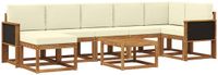 vidaXL - Hoek loungeset - 7 zitplekken - Polyester - Natuurlijk en crème