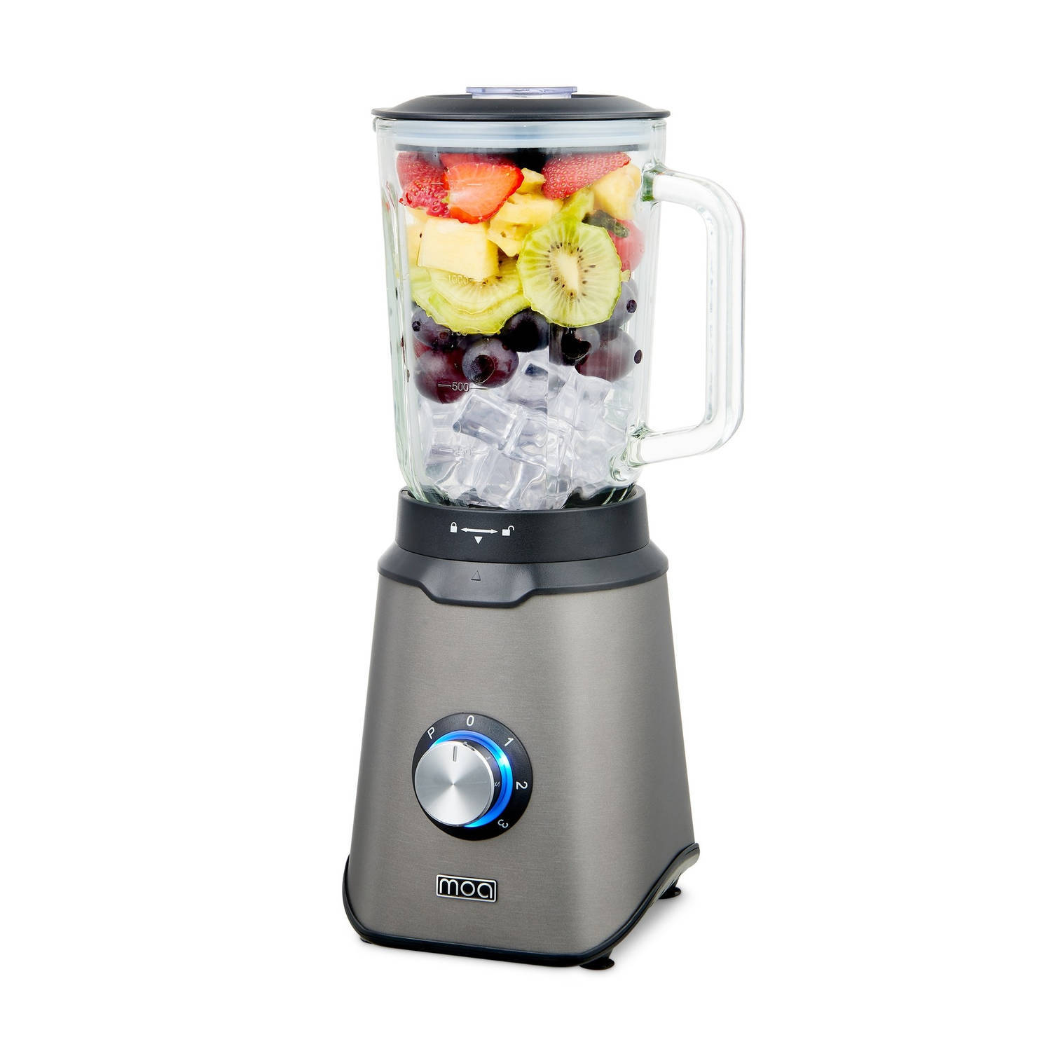 MOA SPORT Krachtige Blender - met glazen kan - Blender Smoothie - ice crusher - 1,5 liter - Grijs - 1000 Watt - TB61T blender kopen? | Kieskeurig.be | helpt je kiezen