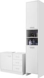 Casaria Badkamermeubel - Wastafel 60x30x60cm Hogekast 34x26x170cm – Wit