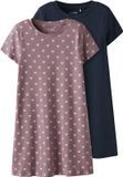 TWO SOON NAME IT TKFLOX 2P SS DRESS NOOS Jurk Blauw Gebloemd Katoen Korte Mouw Ronde Hals Kinderen