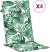 vidaXL Stoelkussens 4 st hoge rug bladpatroon stof
