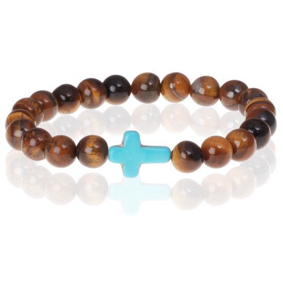 Memphis kralen armband Turkoois Kruis