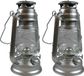 Benson Lanterne tempête - 2x - argent - à combustible - 8 x 25 cm - lampe de camping rétro