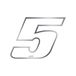4R Quattroerre.it - 13045 - racenummer "5" motorsticker, wit, 10 x 13 cm