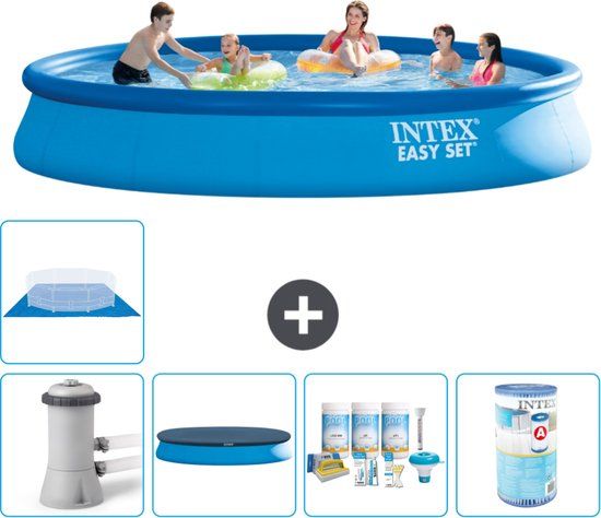 Intex Easy Set Zwembad - Rond - 457 x 84 cm - Blauw - Compleet met accessoires