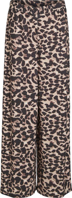 VILA Broek VILEOA Wide-leg Zwart Panterprint Polyester/Elastaan