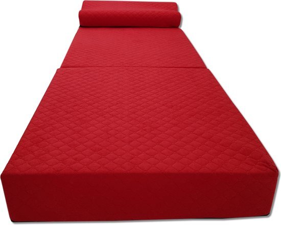 Viking Choice Luxe logeermatras met hoofdkussen- rood - camping matras - zitbank - opvouwbaar - 200x70x15 cm 200 cm / 70 cm / 15 cm