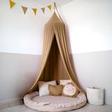 LILIMAUS Klamboe baby met gouden details - bedhemel en hemeltje kinderkamer - mousseline katoen - 245 cm - bruin