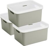 Sunware boîte de rangement - 3x pièces - 32 litres - vert clair - plastique - couvercle transparent - 45x35x24 cm - série Sigma