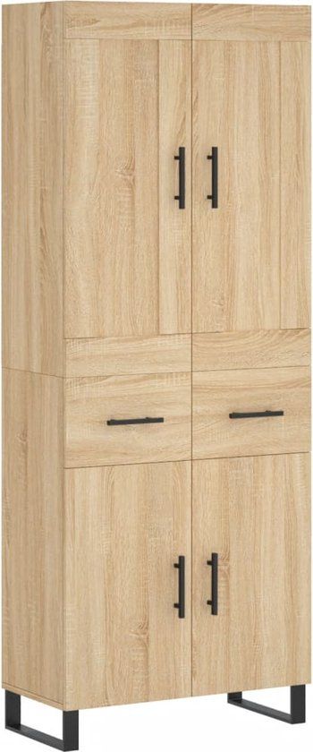 vidaXL Hoge kast 69,5x34x180 cm bewerkt hout sonoma eikenkleurig