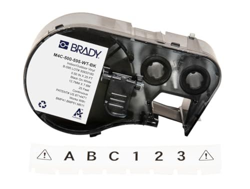 Brady Vinyl Label Tape - Black on White - 12.7mm x 7.62m - BMP41/BMP51/BMP53/M511
