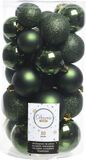 Decoris Kerstballen - 60 stuks - Donkergroen - 4-5-6 cm - Kunststof