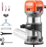 VEVOR Bovenfrees, 710 W, Variabele Snelheid, Kantenfrees met Vaste Voet en Stofafzuiging, Parallelgeleider, Freesmachine voor Houtbewerking, Afwerken, Doe-Het-Zelfprojecten, met Snoer