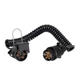 Wiltec 7-polige verlengkabel voor trailers en aanhangwagens, 3 meter lange spiraalkabel