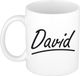 Bellatio Decorations David Naam koffiemok - beker - met sierlijke letters - wit
