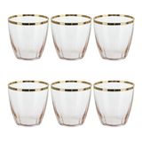 SET Kasanova Set van 6 glanzende glazen ML365 roze met gouden rand