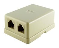 Brightium 6p4c dubbel telefoondockingstation met 6-polige aansluiting, ideaal voor telefooninstallaties thuis of in kleine kantoren.