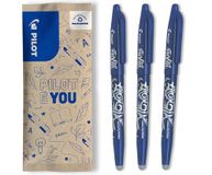 PILOT - Set van 3 FriXion Ball 07 - Uitwisbare pen met warmtegevoelige inkt - Navulbare rollerbalpen - Blauw - Medium punt