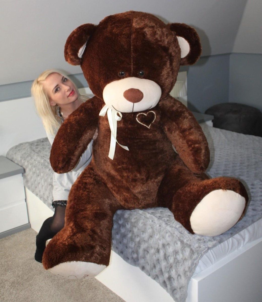 Viking Choice Grote knuffelbeer - I love you - Bruin - 190cm