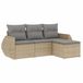 vidaXL 4-delige Loungeset met kussens, polyrattan, beige