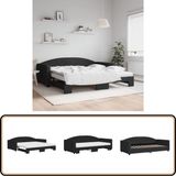vidaXL Slaapbank met onderschuifbed - 100x200 cm - Zwart