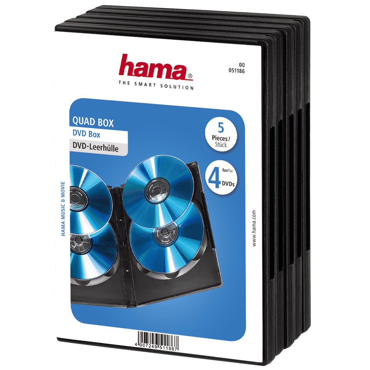 Hama DVD Quad Box - Black - 5 Pack