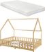en.casa Lit enfant Sisimiut avec protection anti-chute et matelas 140x200 bois
