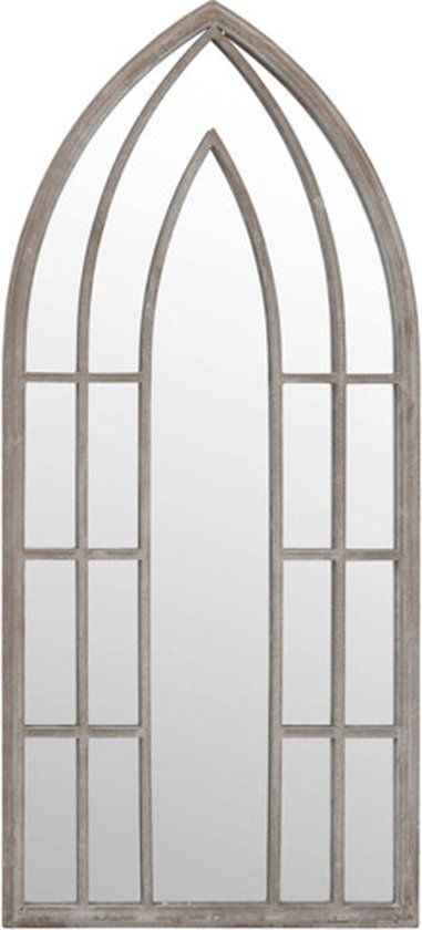 vidaXL Tuinspiegel 100x45 cm ijzer zandkleurig