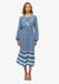 Superdry Robe mi-longue à manches longues et imprimé - Femme - Robes - Viscose - Tala tile border blue - UK14-EU42