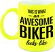 Bellatio Decorations Shoppartners Bv This is what an awesome biker looks like cadeau mok / beker - 330 ml - neon geel - verjaardag - kado mok / beker