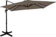 VONROC Premium Zweefparasol Pisogne 300x300cm - Taupe - 360° Draaibaar - UV werend - Incl. beschermhoes